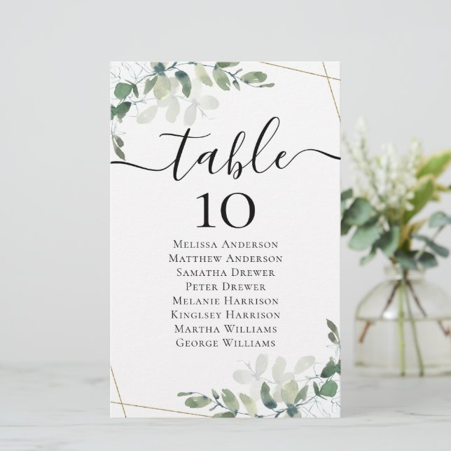 LINEN Eucalyptus Wedding Table Seating Chart (Standing Front)
