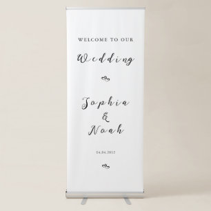 Linen Fabric Wedding Welcome Sign, Cloth Wedding R Retractable Banner