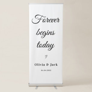 Linen Fabric Wedding Welcome Sign, Cloth Wedding Retractable Banner