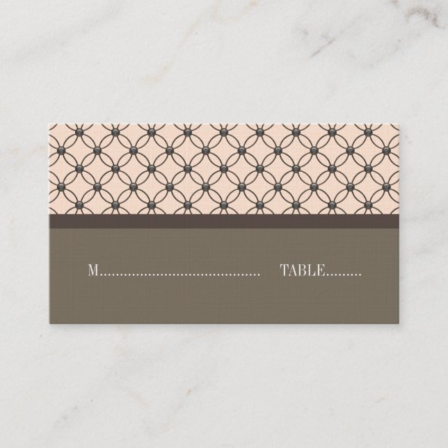 Linen Fancy Lattice Wedding Place Cards (Front)