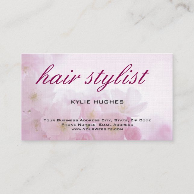 Linen Feminine Floral Hair Stylist Professional Business Card (Front)