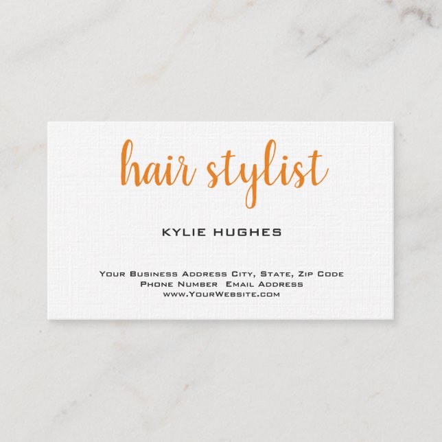 Linen Feminine Hair Stylist Professional Business Card (Front)