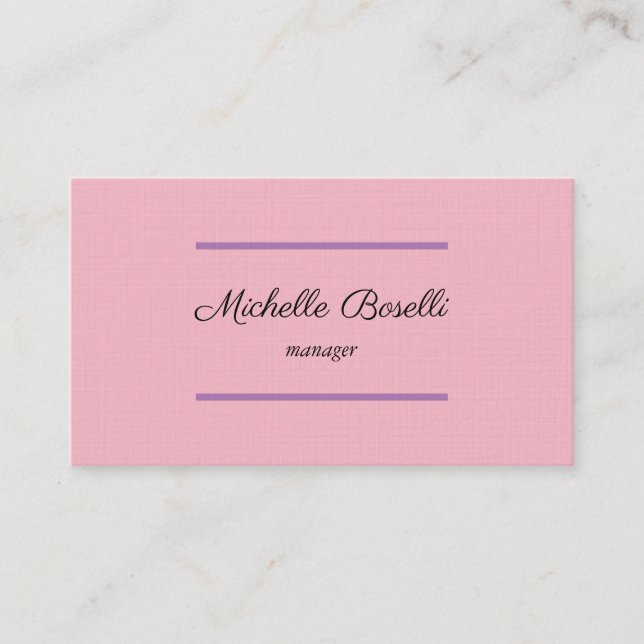 Linen Feminine Trendy Modern Professional Plain Business Card (Front)