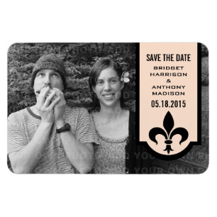 Linen Fleur De Lis Banner Save the Date Magnet