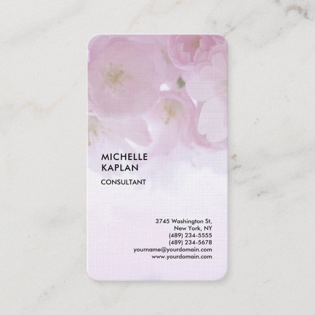 Linen Floral Professional Exclusive Feminine Business Card (Front)