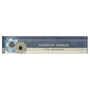 Linen Flowers  Nameplate
