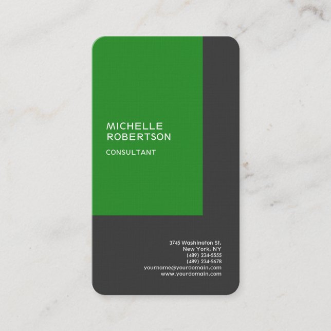 Linen Forest Green Grey Minimalist Modern Business Card (Front)