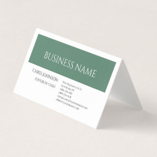 Linen Forest Green White Plain Minimalist Artistic Business Card