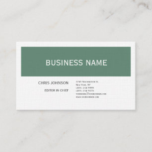Linen Forest Green White Plain Minimalist Artistic Business Card