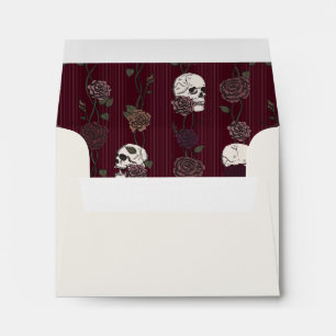 Linen Gothic Skull Rose Pre-Printed Address RSVP Envelope