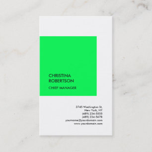 Linen Green White Modern Professional Plain Business Card