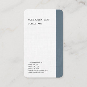Linen Grey Blue White Minimalist Professional Business Card