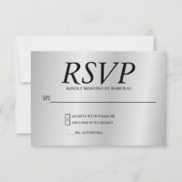 Linen Grey Wedding RSVP Response Reply Modern Card