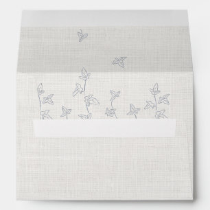 Linen Look Background Design With Blue Ivy Leaf Envelope