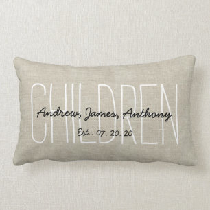 Linen Look Children Personalised Keepsake Lumbar Cushion