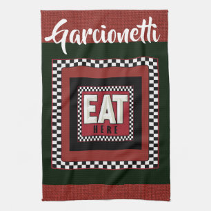 Linen Look Retro Sign Kitchen Towels