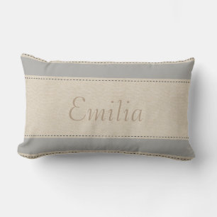Linen Look  Stripes Add Name Pillow
