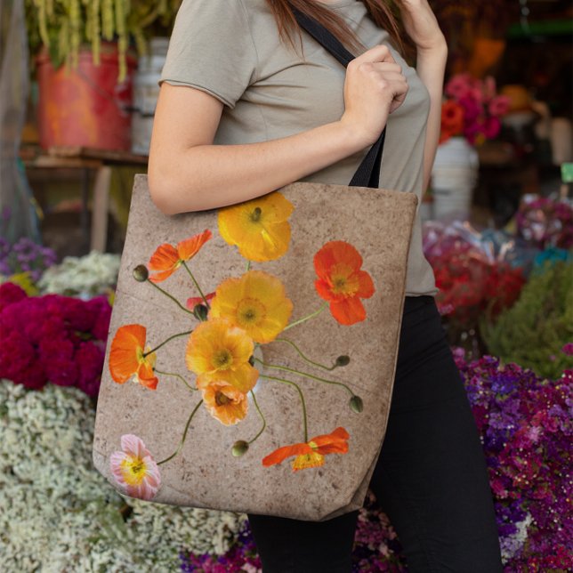 Linen Look Stylish Birthday Poppy Tote (Linen look poppy bag)