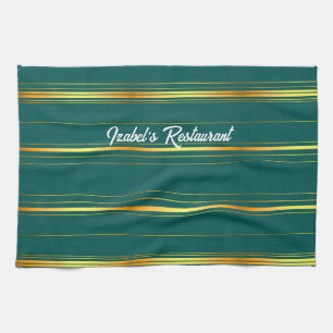 Linen Luxury Modern Green Gold Texture Collection Tea Towel