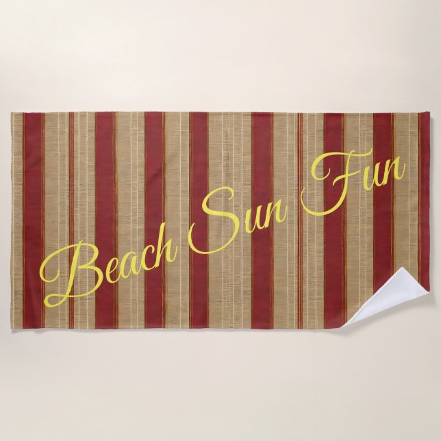 Linen Luxury Trendy Burgundy Gold Collection Beach Towel (Front)
