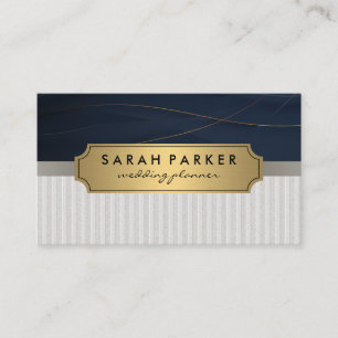  Linen Metallic Gold Blue Business Card