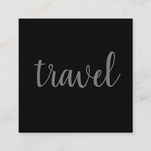 Linen Minimalist Black Modern Plain Travel Agent Square Business Card (Front)