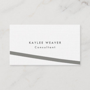 Linen Minimalist Grey White Professional Business Card