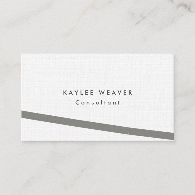 Linen Minimalist Grey White Professional Business Card (Front)