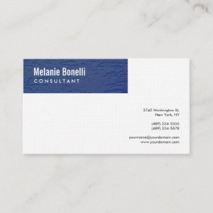 Linen Minimalist Plain Blue White Modern Standard Business Card