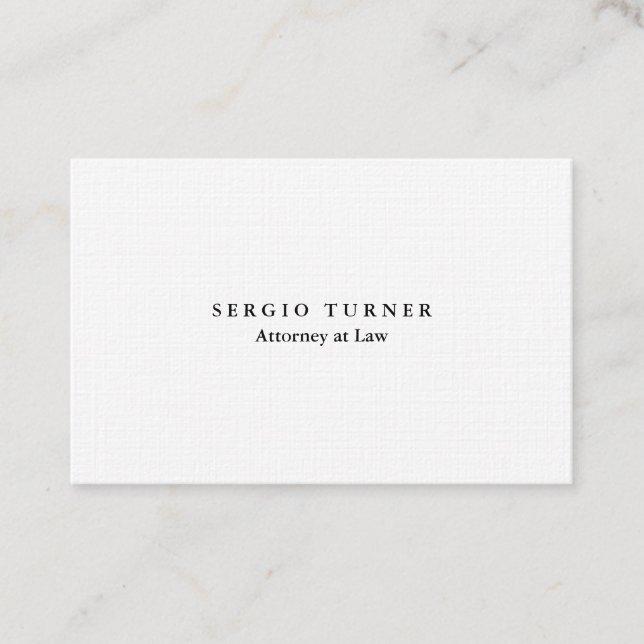 Linen Minimalist Professional Attorney at Law Business Card (Front)