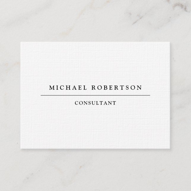 Linen Minimalist Unique Special Black White Business Card (Front)