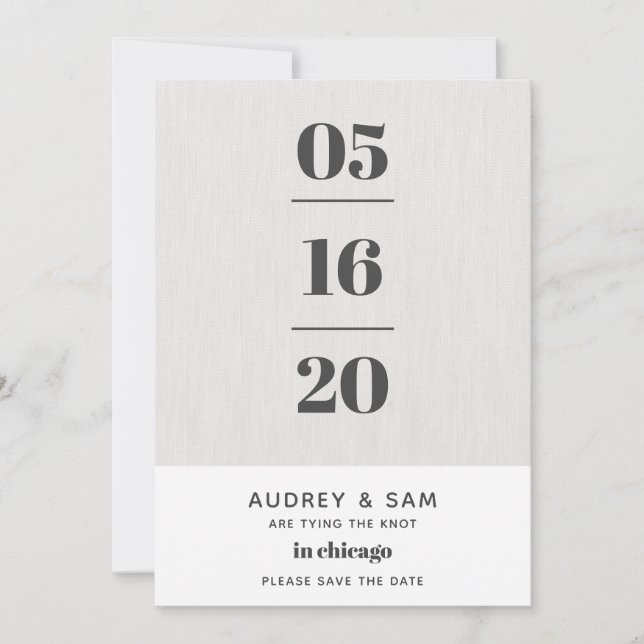 Linen Modern Minimal Save the Date (Front)