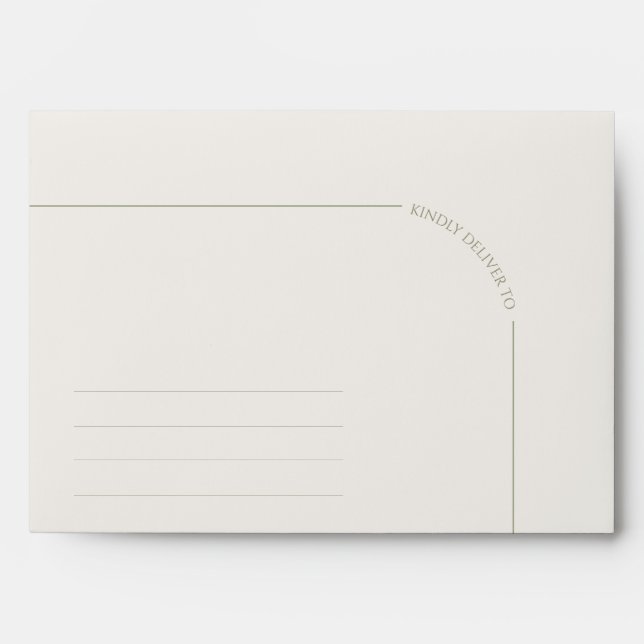  Linen Modern Minimalist Arch Wedding Envelope (Front)
