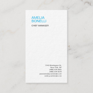 Linen Modern Minimalist Plain Blue White Business Card