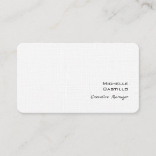 Linen Modern Minimalist Plain White Business Card