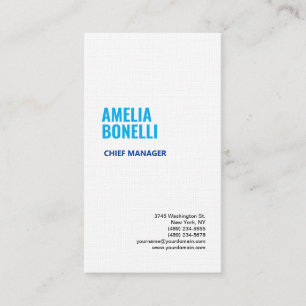Linen Modern Minimalist Professional Blue White Business Card