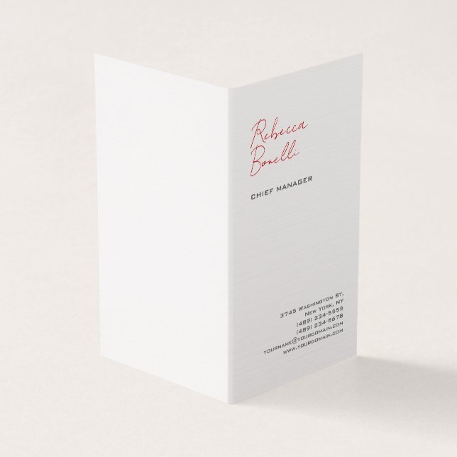 Linen Modern Minimalist Professional Calligraphy Business Card (Outside)