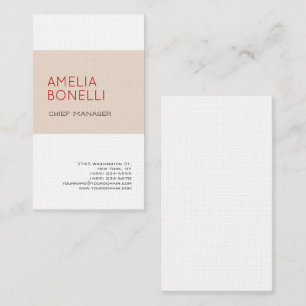 Linen Modern Minimalist Professional Plain Business Card