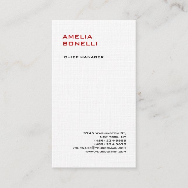 Linen Modern Minimalist Professional Plain Business Card (Front)