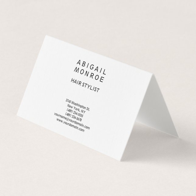 Linen Modern Minimalist Professional Plain White Business Card (Front)