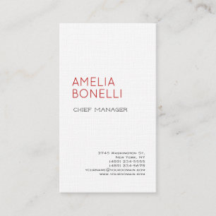 Linen Modern Minimalist Professional Plain White Business Card