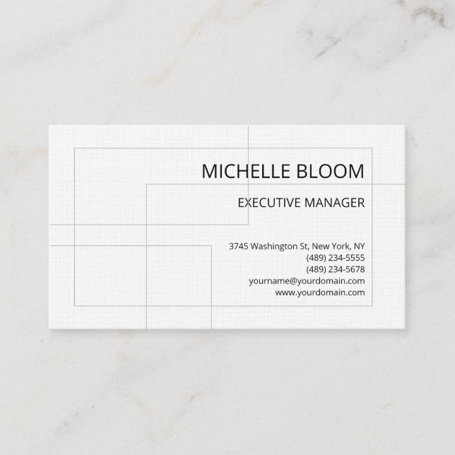 Linen Modern Plain Simple Minimalist Rectangles Business Card (Front)