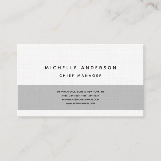 Linen Modern Plain Simple Professional Minimalist Business Card (Front)