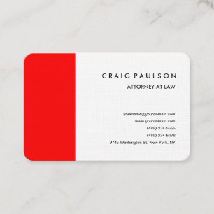 Linen Modern Red White Professional Minimalist Business Card