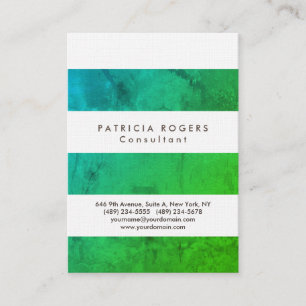 Lİnen Modern White Green Striped Professional Business Card