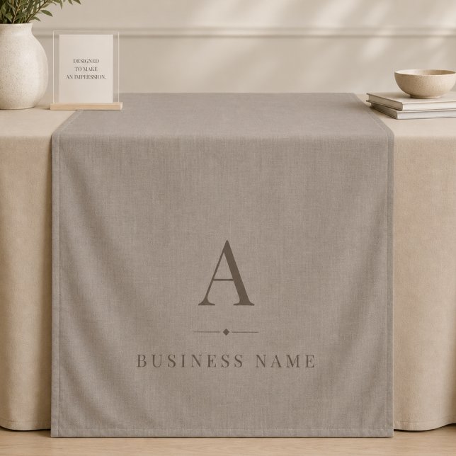 Linen Monogram Business Table Runner Banner Tapestry (Creator Uploaded)