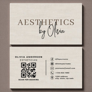 Linen Neutral Skincare Esthetician QR Code  Business Card