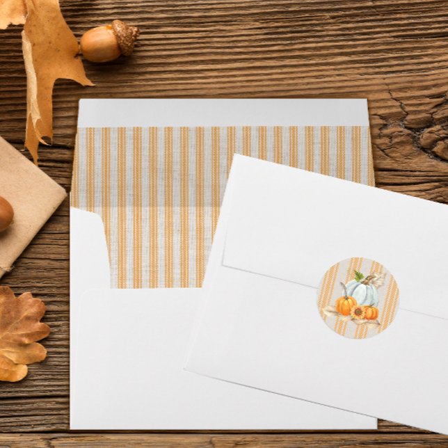 Linen & Orange Ticking Stripe Lined Envelope (Creator Uploaded)