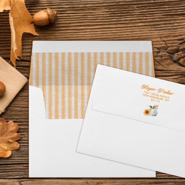 Linen & Orange Ticking Stripe Lined Envelope (Creator Uploaded)