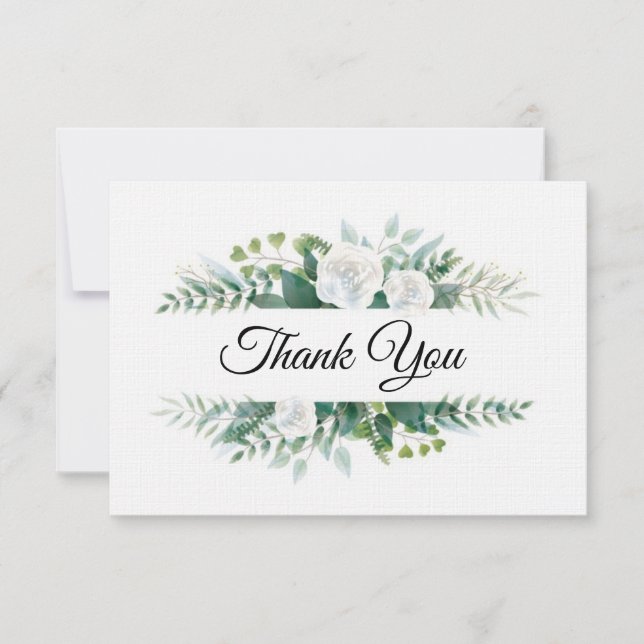 Linen Paper Flat Thank You Note Card (Front)